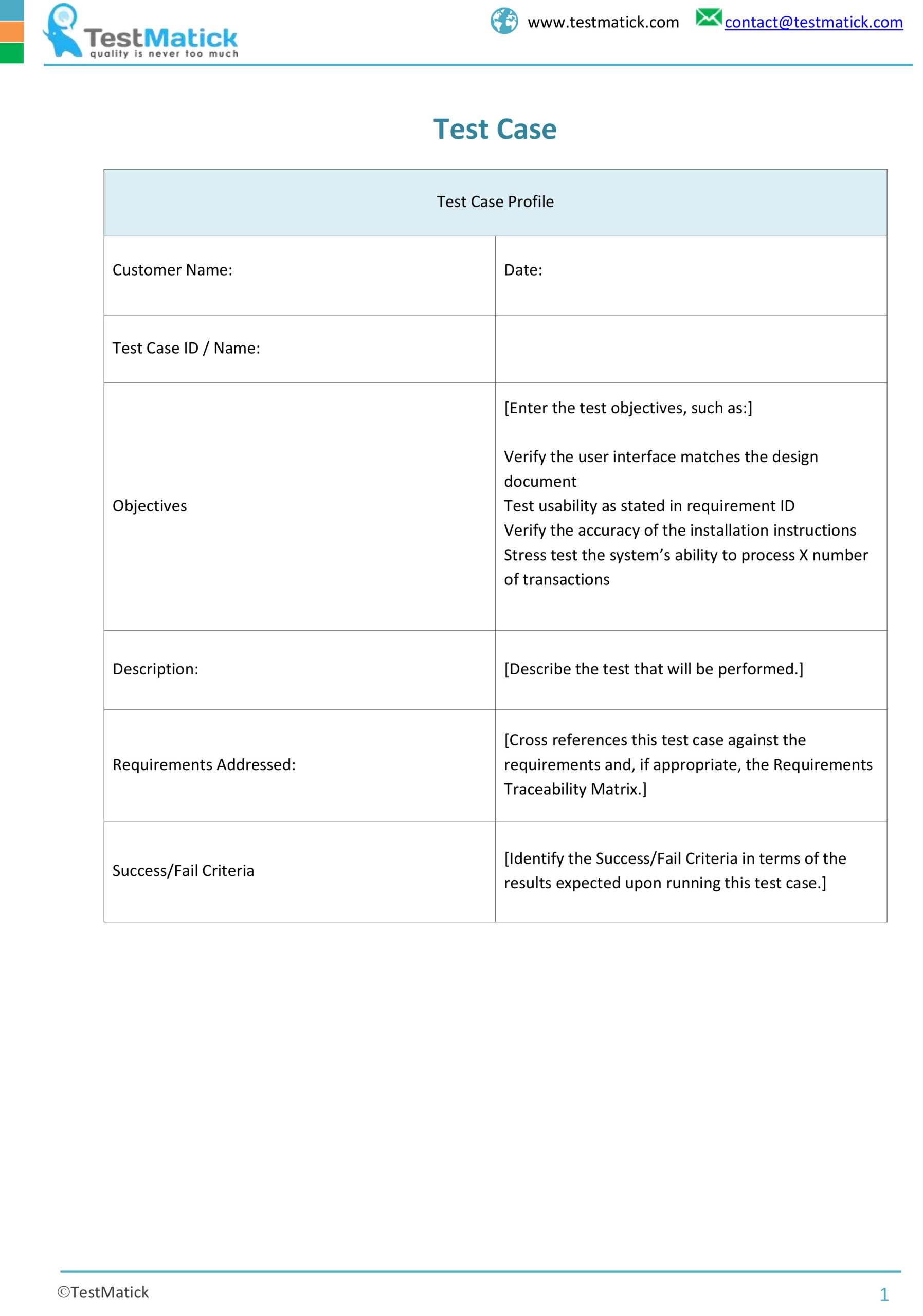 Test Case Template
