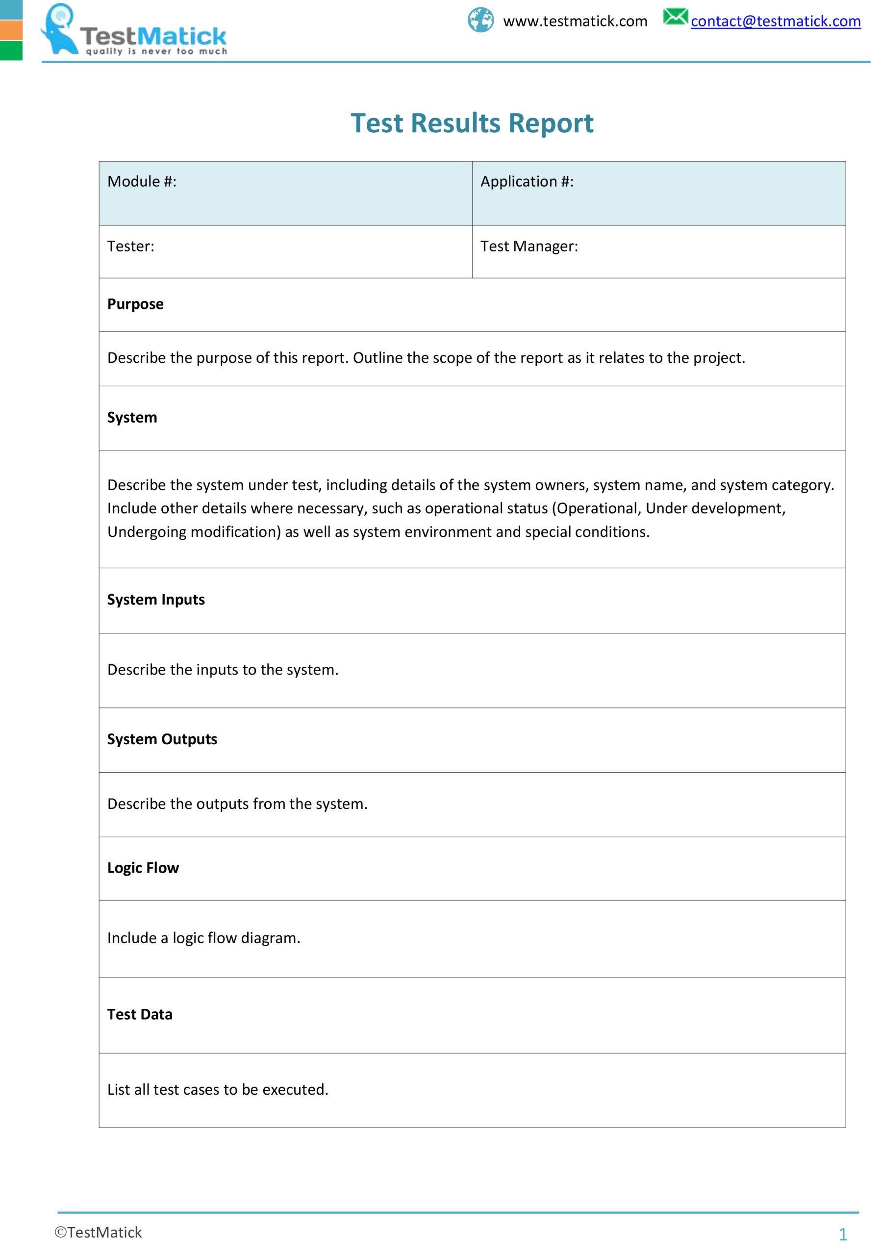 Test Results Report