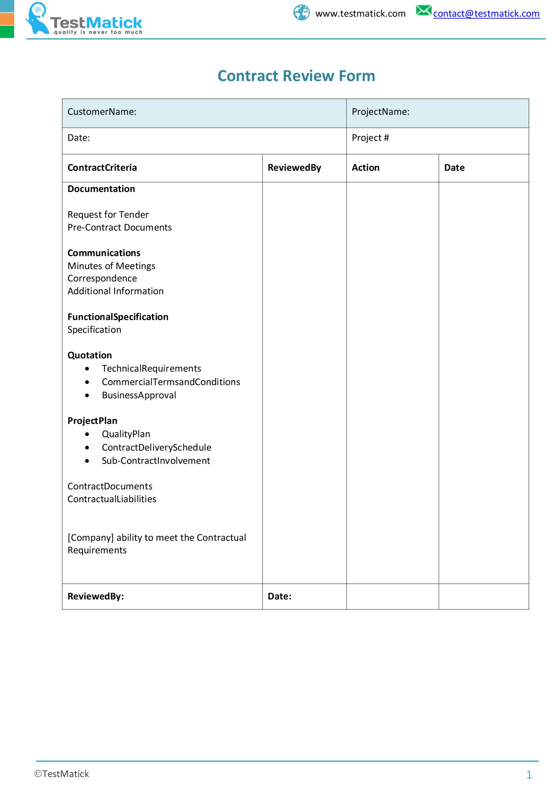 Contract Review Form